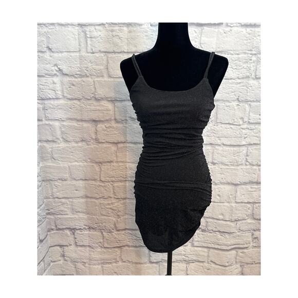 New in the Black Sparkly Bodycon Rouched Mini Dress Small - Picture 4 of 8